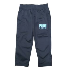 Puma Baby Black Aqua‎ Blue Logo Print Pull On Athletic Track Pants 24 Month